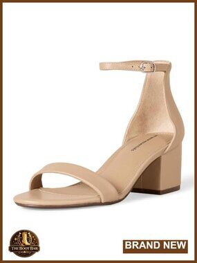 Women's Two Strap Heeled Sandals with Adjustable Ankle Strap, Padded Memory